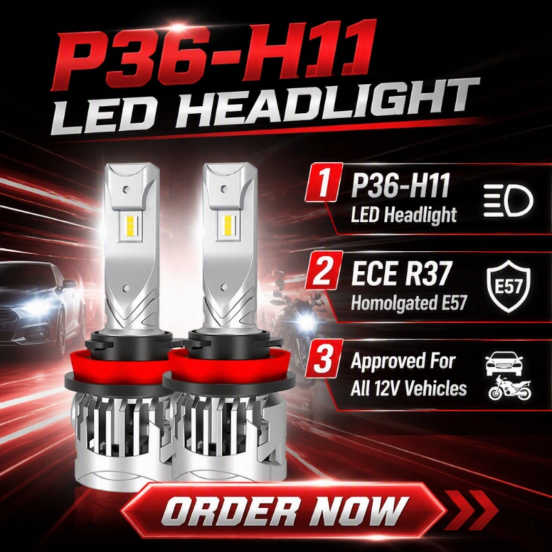 Luxfighter lanza bombilla LED para faros delanteros P36 H11 con certificación ECE R37